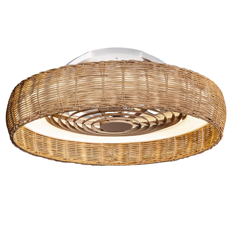 Load image into Gallery viewer, Mantra M7811 Kilimanjaro 70W LED Dimmable Ceiling Light With 35W DC Reversible Fan c/w Remote Control, 3000lm, Beige Rattan - 43124
