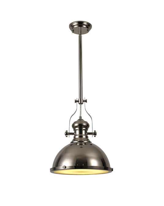 C-Lighting Kirby Pendant, 1 x E27, Polished Nickel/Frosted Glass - 28707