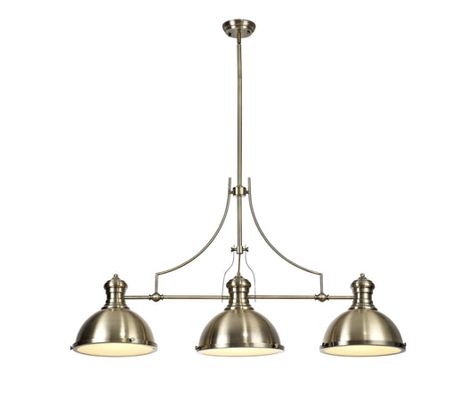 C-Lighting Kirby Linear Pendant, 3 x E27, Antique Brass/Frosted Glass - 28708