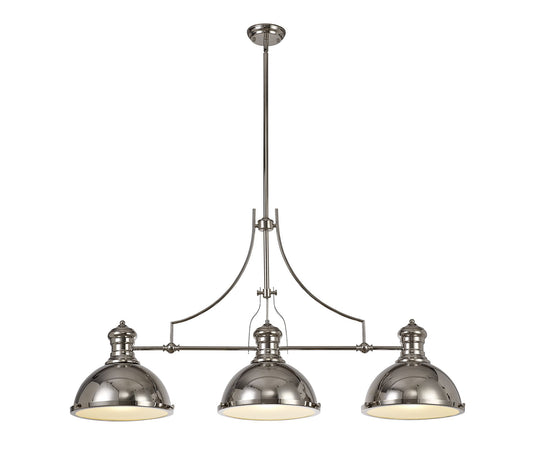C-Lighting Kirby Linear Pendant, 3 x E27, Polished Nickel/Frosted Glass - 28709
