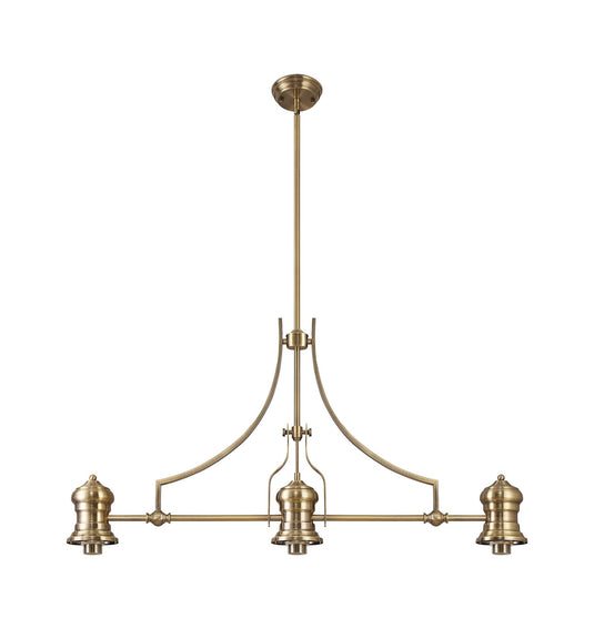 C-Lighting Kirby Frame Only Linear Pendant, 3 x E27, Antique Brass - 29357