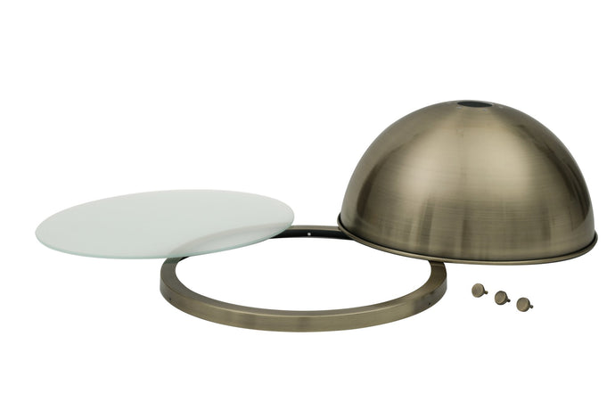 C-Lighting Kirby Round 31cm Antique Brass Metal Shade With Frosted Glass Diffuser And Trim - 32960