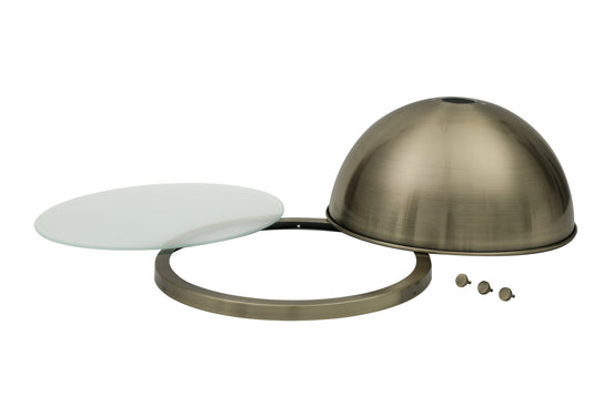 C-Lighting Kirby Round 31cm Antique Brass Metal Shade With Frosted Glass Diffuser And Trim - 32960
