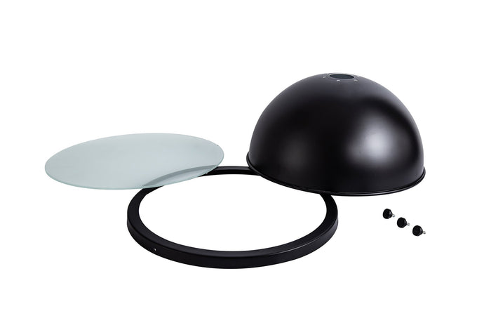 C-Lighting Kirby Round 31cm Matt Black Metal Shade With Frosted Glass Diffuser And Trim - 33276