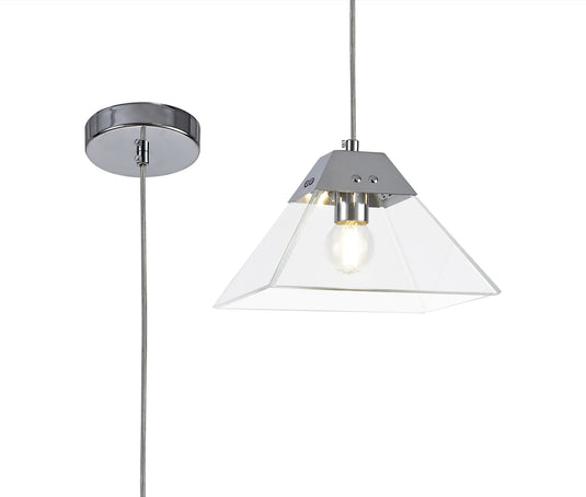 C-Lighting Knowlton Square Pendant Small, 1 Light E14, Polished Chrome - 28712