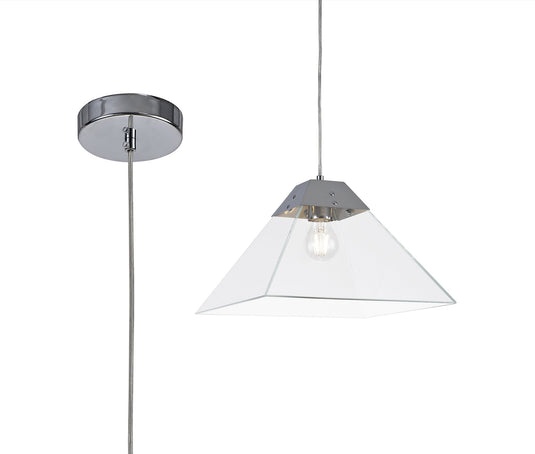 C-Lighting Knowlton Square Pendant Large, 1 Light E27, Polished Chrome - 28713
