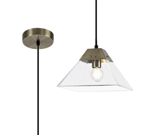C-Lighting Knowlton Square Pendant Small, 1 Light E14, Antique Brass - 28715