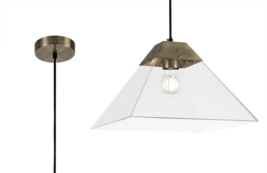 C-Lighting Knowlton Square Pendant Large, 1 Light E27, Antique Brass - 28716