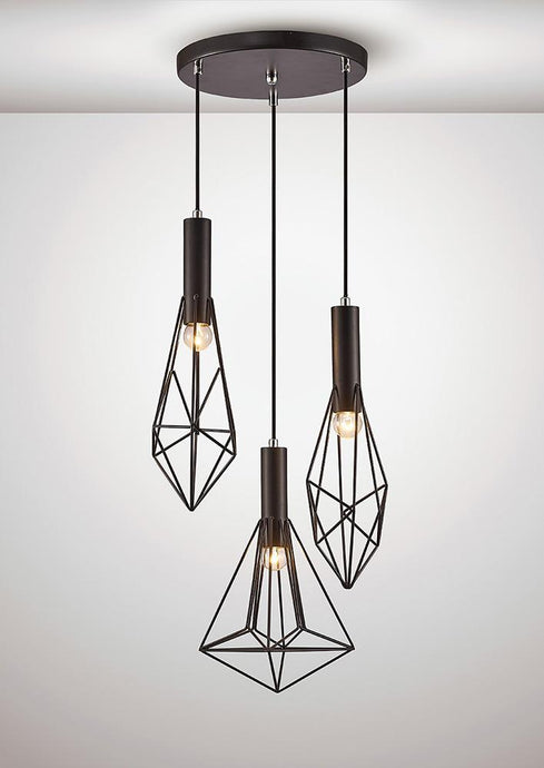 Deco D0139 Kristoff Pendant 3 Light E27 Black