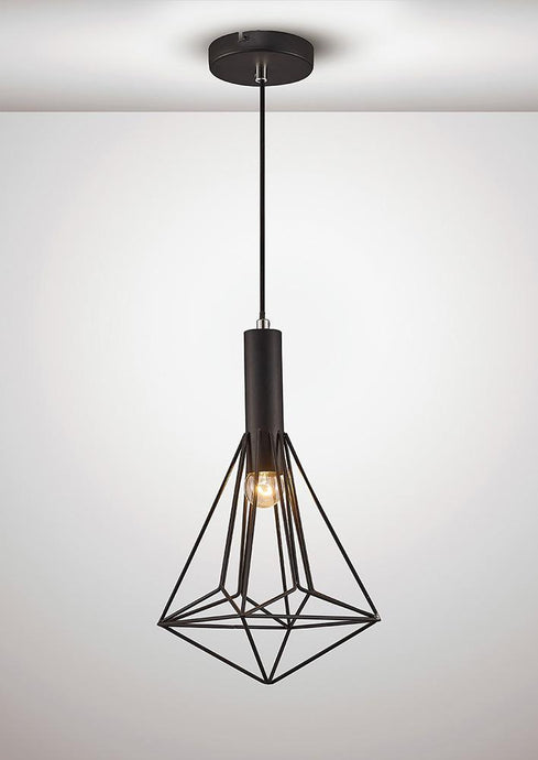 Deco D0140 Kristoff Single Pendant 1 Light E27 Black