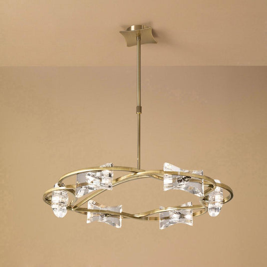 Mantra M0887AB Kromo Telescopic 6 Light G9 Round, Antique Brass