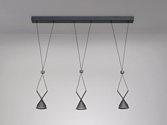 C-Lighting Kross Bar Linear Pendant 3 Light, 3 x 3W LED, 3000K, 350lm, Sand Black/Grey, 3yrs Warranty - 29015