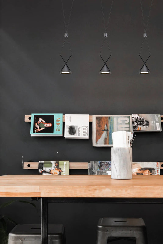 C-Lighting Kross Bar Linear Pendant 3 Light, 3 x 3W LED, 3000K, 350lm, Sand Black/Grey, 3yrs Warranty - 29015