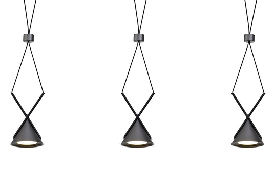C-Lighting Kross Bar Linear Pendant 3 Light, 3 x 3W LED, 3000K, 350lm, Sand Black/Grey, 3yrs Warranty - 29015