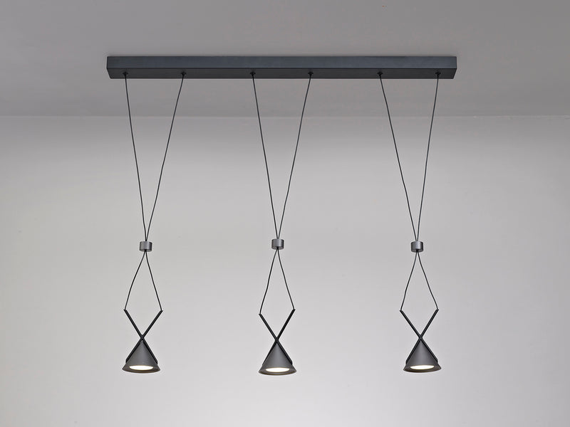 Load image into Gallery viewer, C-Lighting Kross Bar Linear Pendant 3 Light, 3 x 3W LED, 3000K, 350lm, Sand Black/Grey, 3yrs Warranty - 29015
