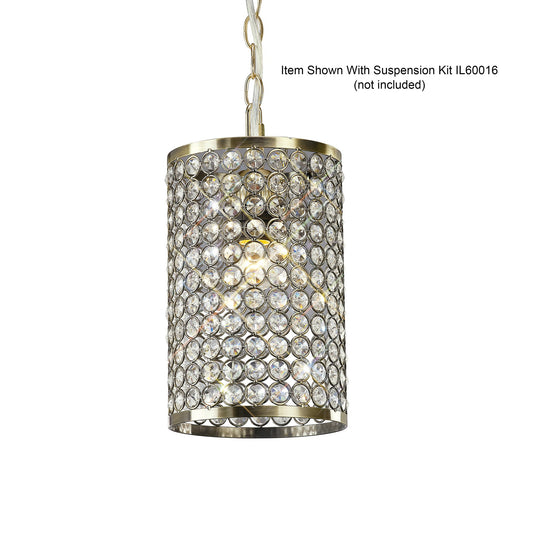 Diyas IL60030 Kudo Crystal Cylinder Non-Electric SHADE ONLY Antique Brass/Crystal - 20218