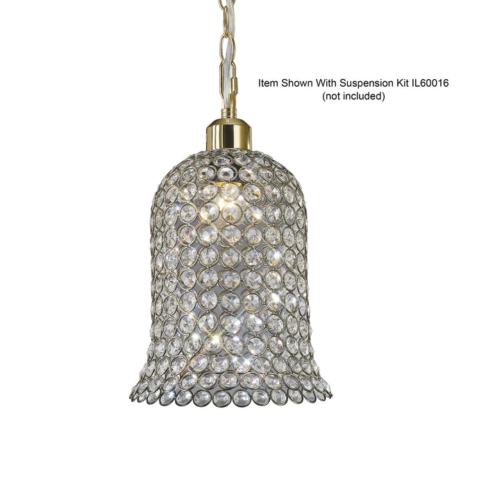 Diyas IL60031 Kudo Crystal Bell Non-Electric SHADE ONLY Antique Brass/Crystal - 24462