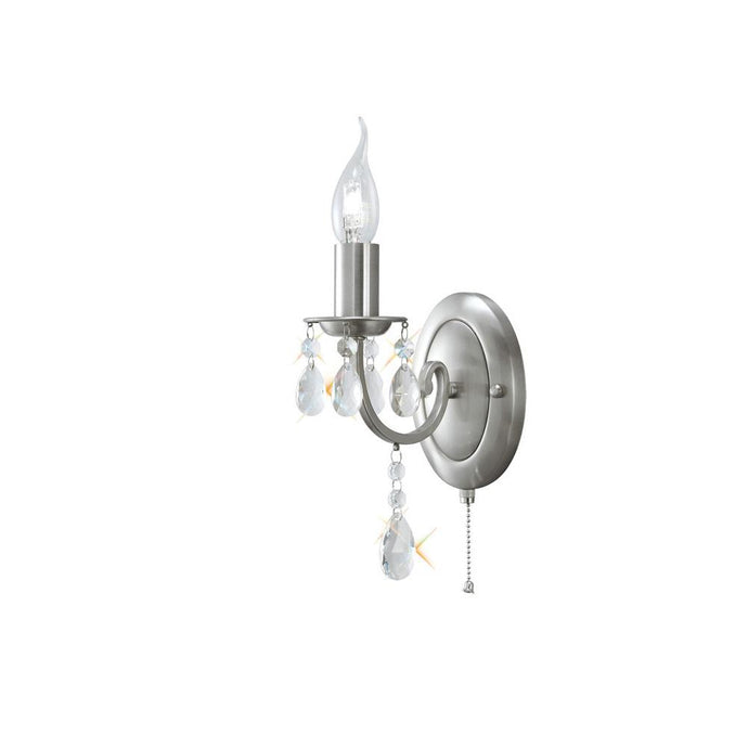 Diyas IL30971 Kyra Wall Lamp Switched 1 Light Satin Nickel/Crystal - 38213