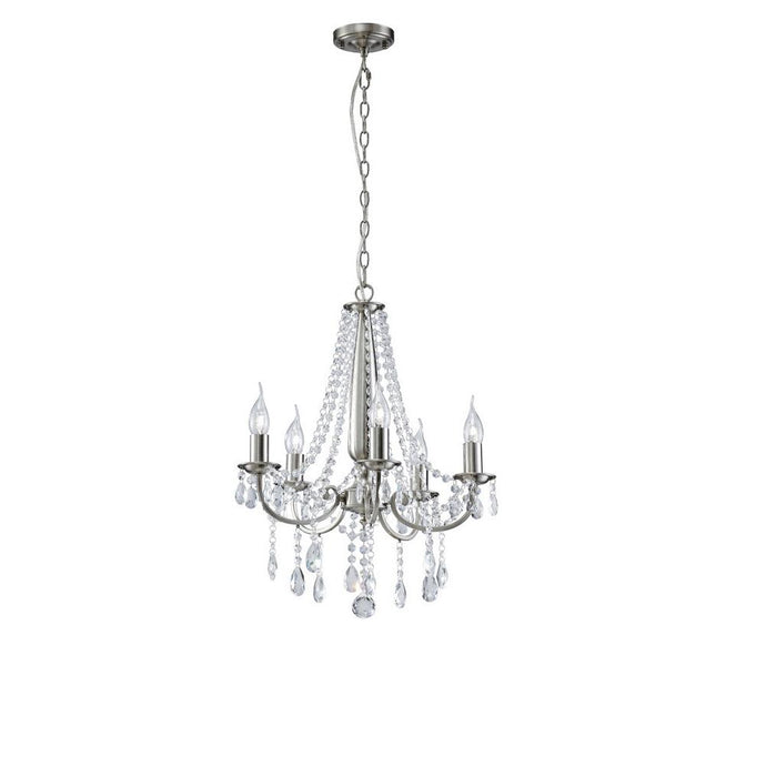 Diyas IL30975 Kyra Pendant 5 Light Satin Nickel/Crystal - 38216
