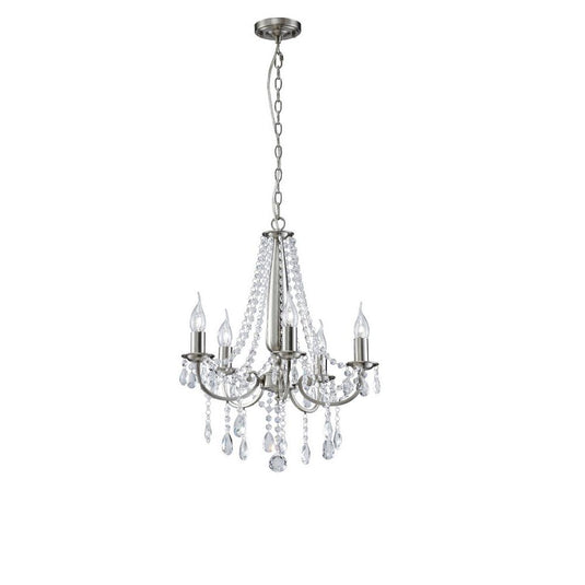 Diyas IL30975 Kyra Pendant 5 Light Satin Nickel/Crystal - 38216