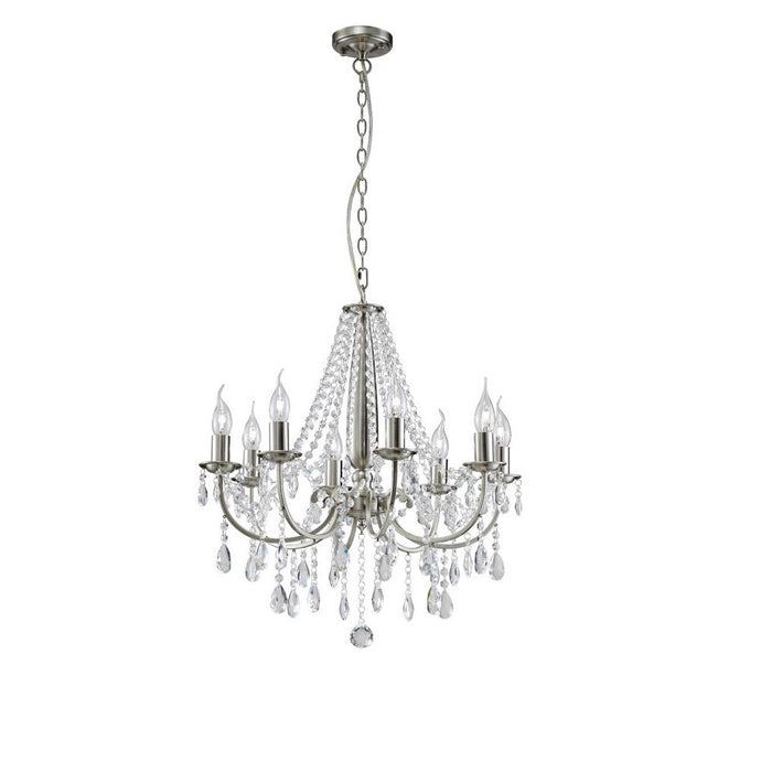 Diyas IL30978 Kyra Pendant 8 Light Satin Nickel/Crystal - 38217