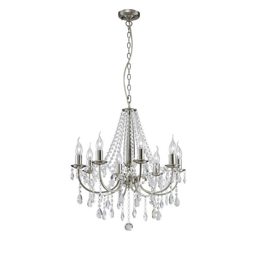 Diyas IL30978 Kyra Pendant 8 Light Satin Nickel/Crystal - 38217