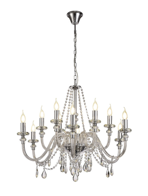 C-Lighting Lade Chandelier Pendant, 12 Light E14, Polished Chrome/Clear Glass/Crystal, (ITEM REQUIRES CONSTRUCTION/CONNECTION) - 28990