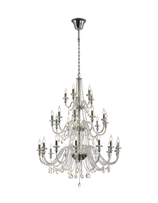 C-Lighting Lade Chandelier Pendant, 29 Light E14, Polished Chrome/Clear Glass/Crystal, (ITEM REQUIRES CONSTRUCTION/CONNECTION), Item Weight: 23.8kg - 33215