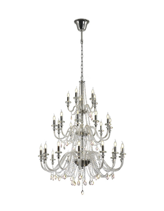 C-Lighting Lade Chandelier Pendant, 29 Light E14, Polished Chrome/Clear Glass/Crystal, (ITEM REQUIRES CONSTRUCTION/CONNECTION), Item Weight: 23.8kg - 33215