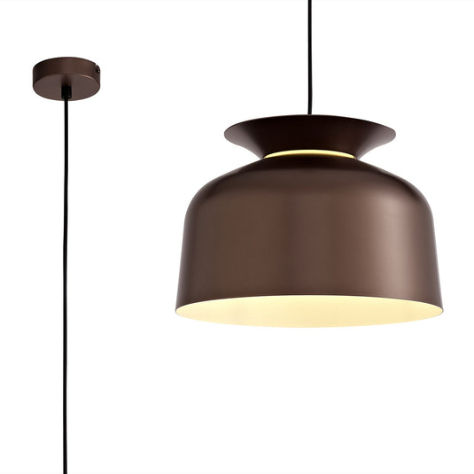 C-Lighting Lamberhurst Single Pendant, 1 Light Adjustable E27, Gloss Coffee - 29068