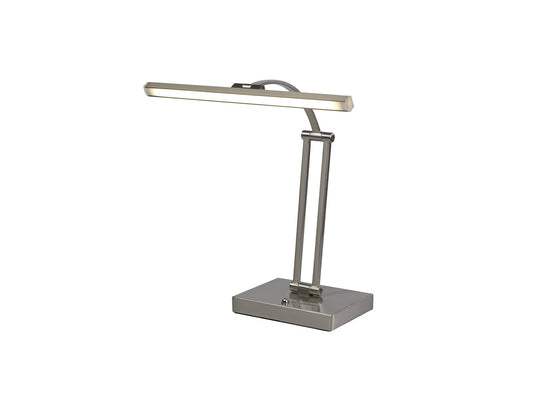 C-Lighting Langton 1 Arm Table Lamp. 1 x 6W LED, 3000K, 470lm, Satin Nickel, 3yrs Warranty - 33207