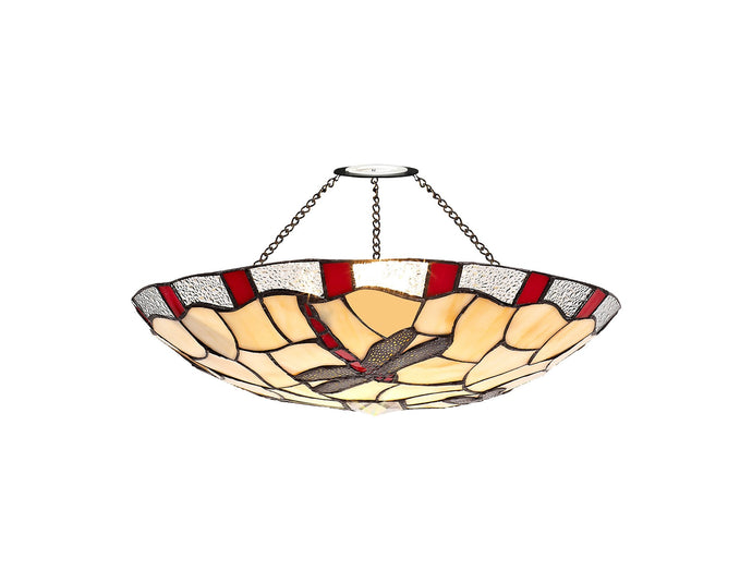 C-Lighting Larkfield 35cm Tiffany Non-electric Uplighter Shade, Red/Cmurston/Clear Crystal - 28845