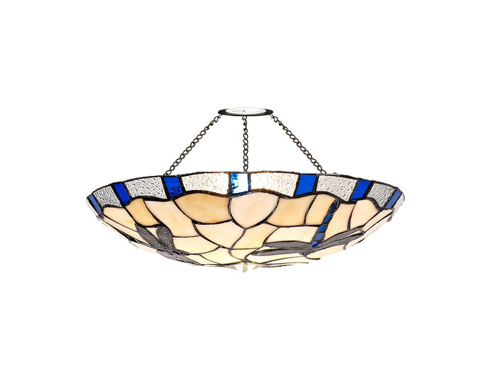 C-Lighting Larkfield 35cm Tiffany Non-electric Uplighter Shade, Rich Blue/Cmurston/Clear Crystal - 28846