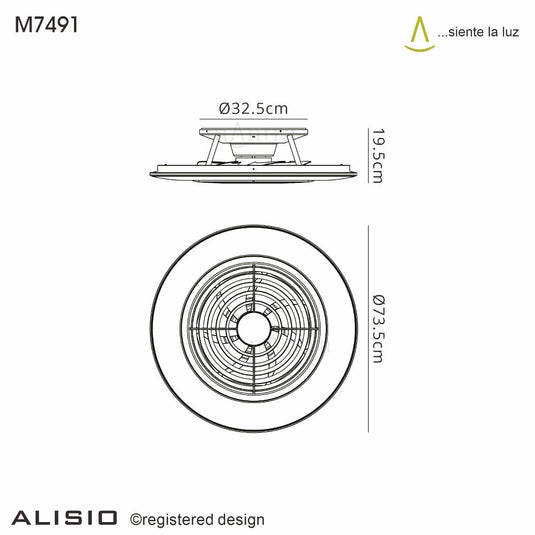 Mantra M7491 Alisio XL 95W LED Dimmable Ceiling Light With Built-In 58W DC Reversible Fan Silver (Remote Control & App & Alexa/Google Voice control) - 27147