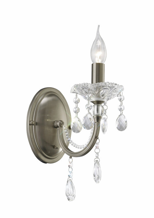 Diyas IL32081 Leana Wall Lamp Switched 1 Light Satin Nickel/Crystal - 38516