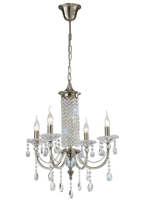 Diyas IL32084 Leana Pendant 4 Light Satin Nickel/Crystal - 38517