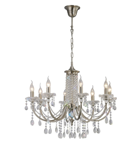 Diyas IL32088 Leana Pendant 8 Light Satin Nickel/Crystal - 25399