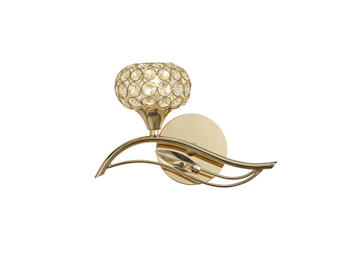 Diyas IL30961/L Leimo Wall Lamp Switched 1 Light Left French Gold/Crystal - 38207