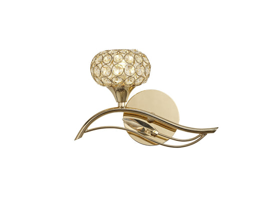 Diyas IL30961/L Leimo Wall Lamp Switched 1 Light Left French Gold/Crystal - 38207