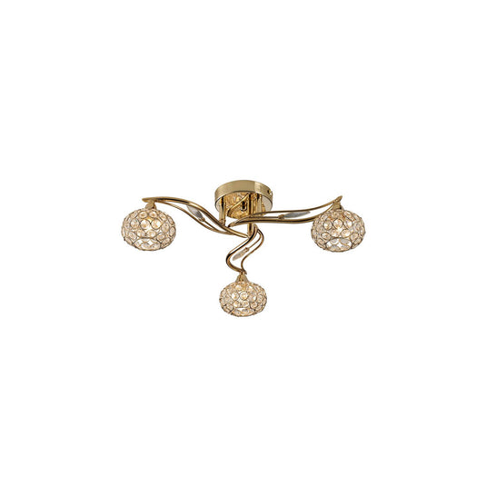 Diyas IL30963 Leimo Ceiling 3 Light French Gold/Crystal - 38209