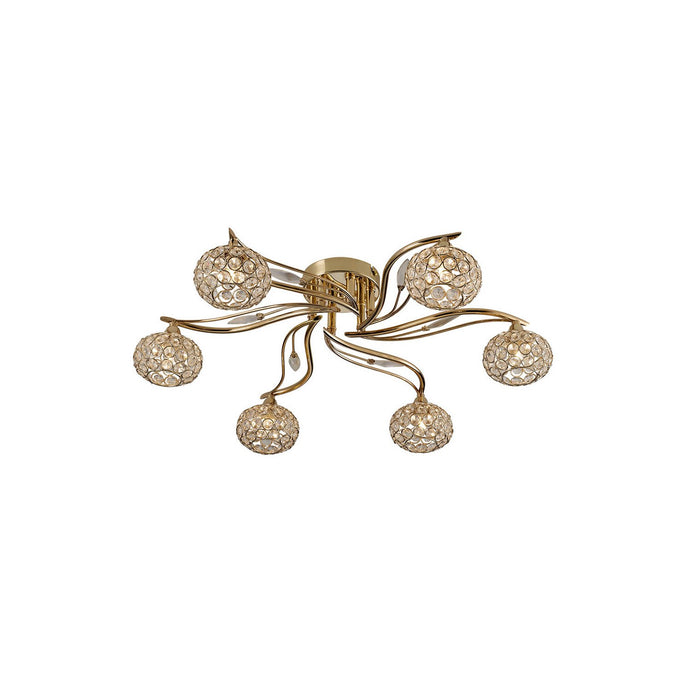 Diyas IL30966 Leimo Ceiling 6 Light French Gold/Crystal - 38211
