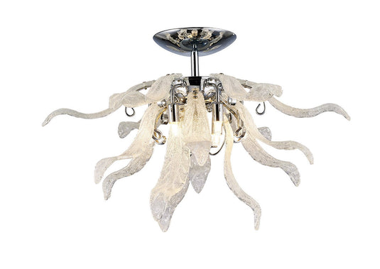 Diyas IL31630 Lily Ceiling 6 Light G9 Polished Chrome/Sand Glass - 38439