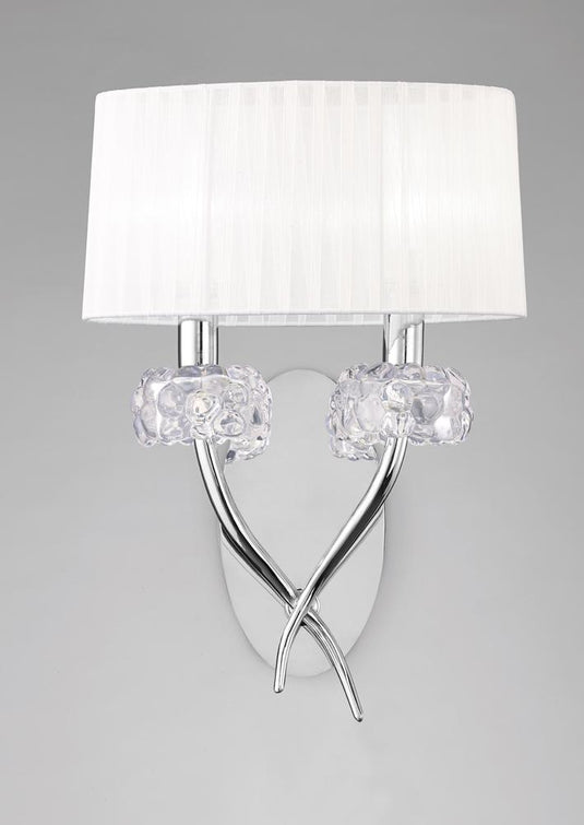 Mantra M4634/S Loewe Wall Lamp 2 Light E14, Polished Chrome With White Shade