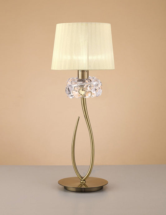 Mantra M4636AB Loewe Table Lamp 1 Light E27 Big, Antique Brass With Cream Shade