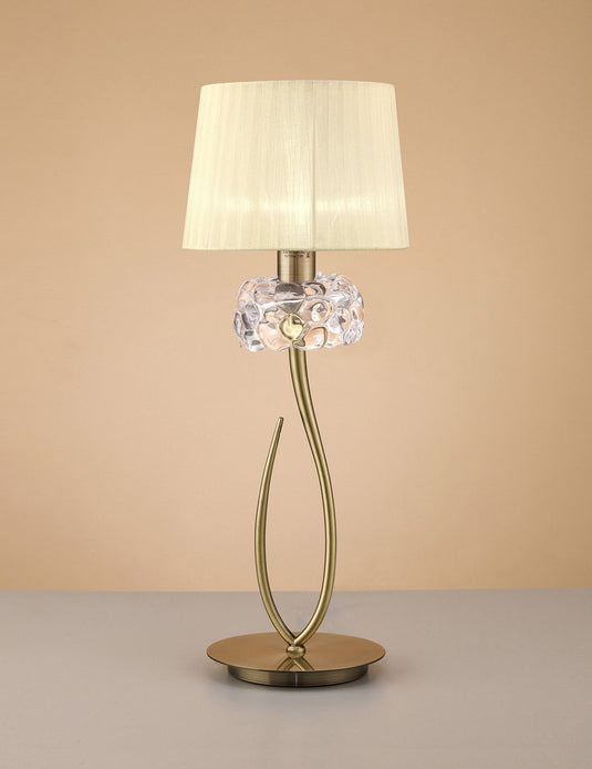 Mantra M4636AB Loewe Table Lamp 1 Light E27 Big, Antique Brass With Cream Shade