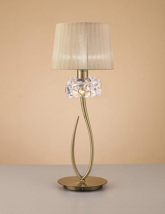 Mantra M4636AB Loewe Table Lamp 1 Light E27 Big, Antique Brass With Soft Bronze Shade
