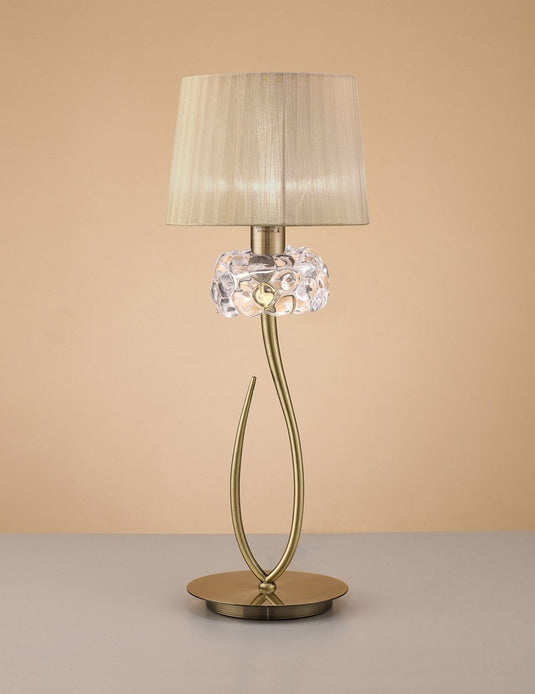 Mantra M4636AB Loewe Table Lamp 1 Light E27 Big, Antique Brass With Soft Bronze Shade
