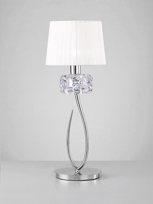 Mantra M4636 Loewe Table Lamp 1 Light E27 Big, Polished Chrome With White Shade