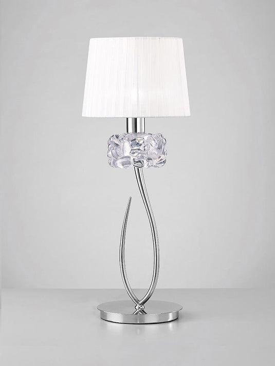 Mantra M4636 Loewe Table Lamp 1 Light E27 Big, Polished Chrome With White Shade