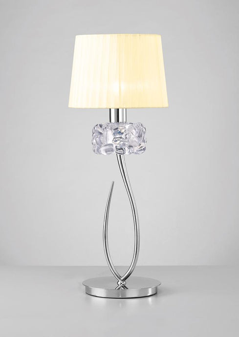 Mantra M4636 Loewe Table Lamp 1 Light E27 Big, Polished Chrome With Cream Shade